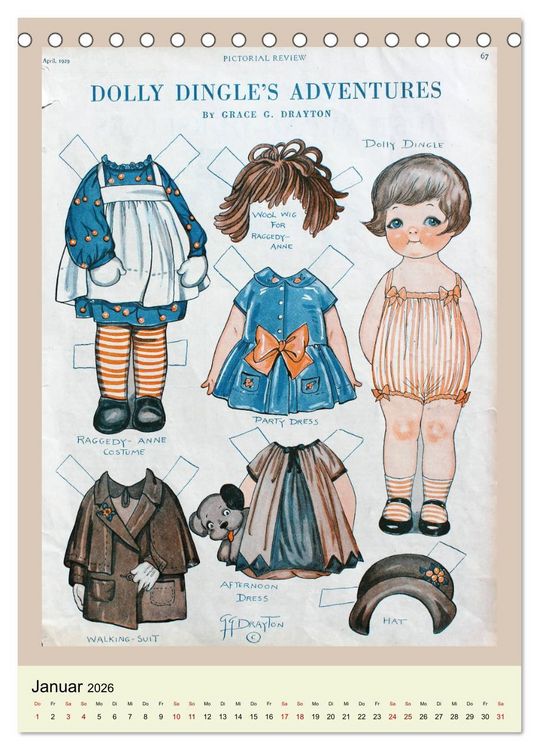 Produktbild: Dolly Dingle Kalender - Anziehpuppen von Grace G. Drayton (Tischkalender 2026 DIN A5 hoch), CALVENDO Monatskalender