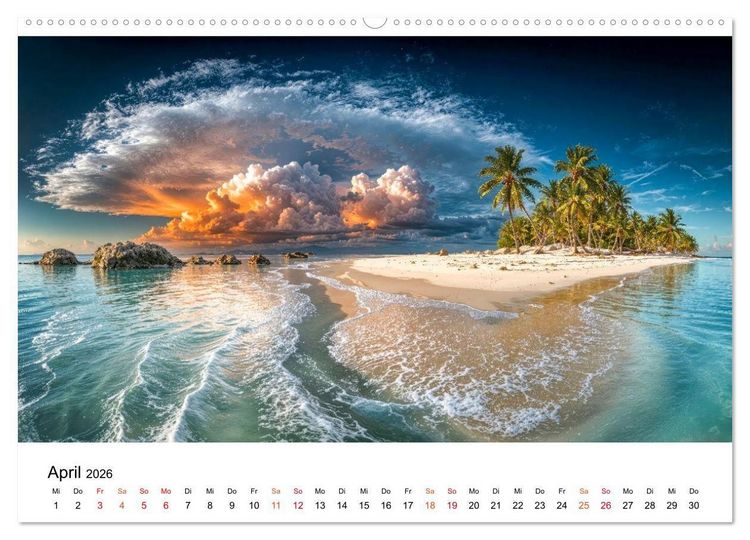 Produktbild: Inseln der Sehnsucht - Versteckte Paradiese (Wandkalender 2026 DIN A2 quer), CALVENDO Monatskalender