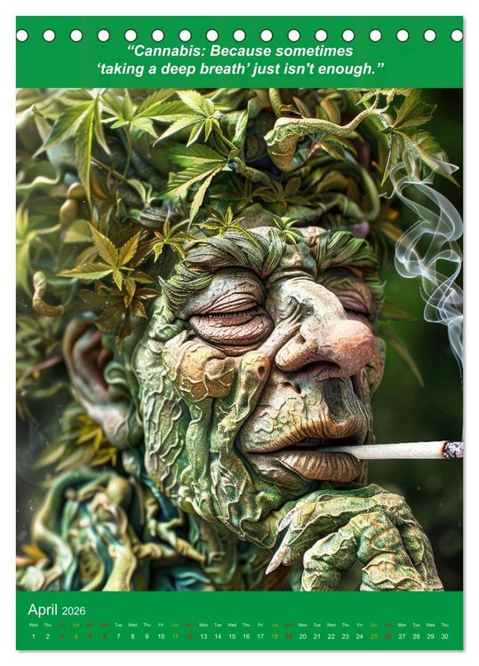 Produktbild: The funniest cannabis pictures and slogans (Desk Calendar 2026 DIN A5 portrait), CALVENDO 12 Month DeskCalendar