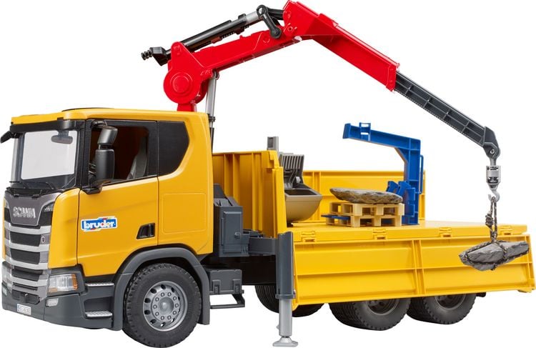 Produktbild: bruder 03551 Scania Super 560R Baustellen-LKW Kran und 2 Paletten