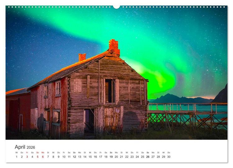 Produktbild: Nordlichter - ein beeindruckendes Schauspiel. (hochwertiger Premium Wandkalender 2026 DIN A2 quer), Kunstdruck in Hochglanz