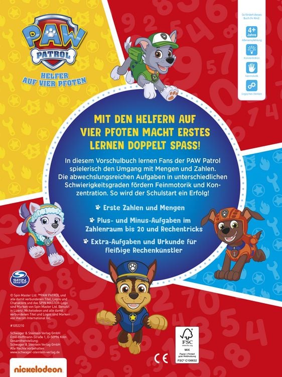 Produktbild: Lernen mit der PAW Patrol: Zahlen und erstes Rechnen. Mein Vorschulbuch