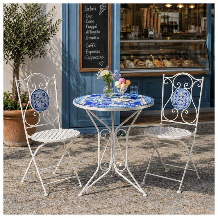 Produktbild: HTI-Living Gartentisch Metall Creme Santorin Gartentisch Metall Creme Santorin