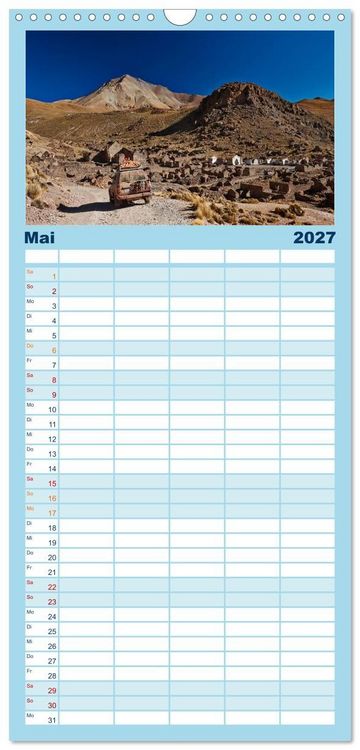 Produktbild: Familienplaner 2027 - Bolivien Andenlandschaften mit 5 Spalten (Wandkalender, 21 x 45 cm) CALVENDO