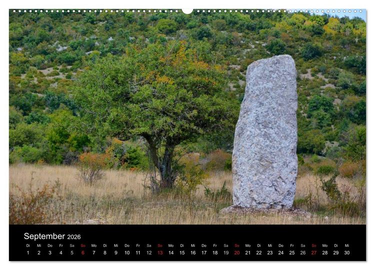 Produktbild: Frankreichs geheimnisvoller S&uuml;den - Dolmen und Menhire im Languedoc-Roussillon (hochwertiger Premium Wandkalender 2026 DIN A2 quer), Kunstdruck in Hochglanz