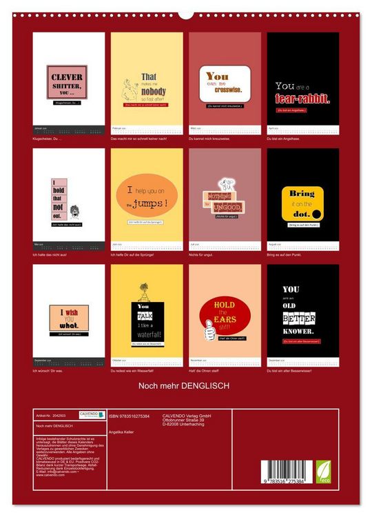 Produktbild: Noch mehr DENGLISCH (hochwertiger Premium Wandkalender 2026 DIN A2 hoch), Kunstdruck in Hochglanz