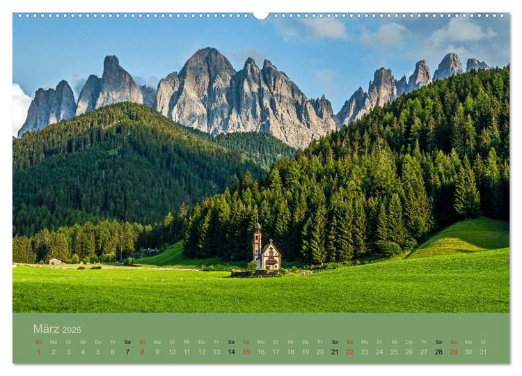 Produktbild: Dolomiten - Bezaubernde Giganten (hochwertiger Premium Wandkalender 2026 DIN A2 quer), Kunstdruck in Hochglanz
