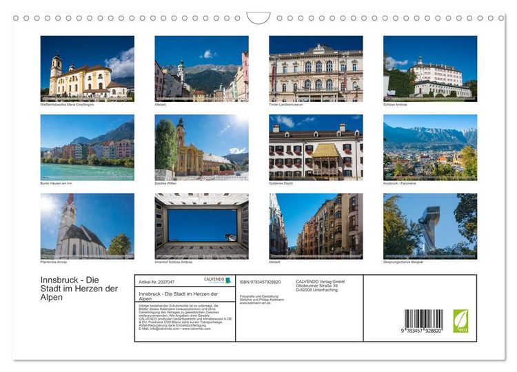Produktbild: Innsbruck - Die Stadt im Herzen der Alpen (Wandkalender 2026 DIN A3 quer), CALVENDO Monatskalender