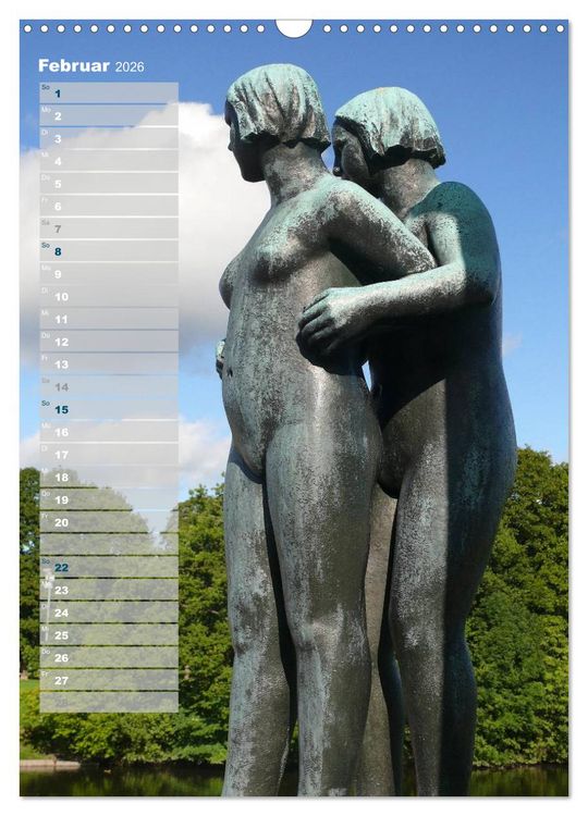 Produktbild: Skulpturen im Vigeland-Park Oslo (Wandkalender 2026 DIN A3 hoch), CALVENDO Monatskalender