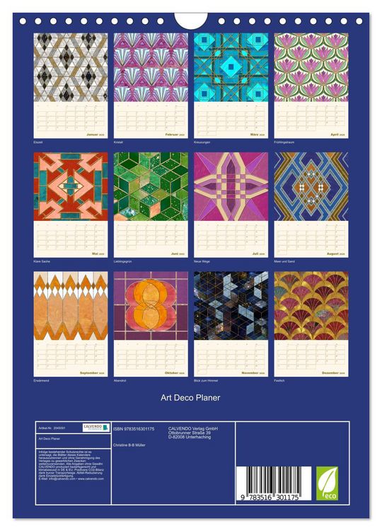 Produktbild: Art Deco Planer (Wandkalender 2026 DIN A4 hoch), CALVENDO Monatskalender