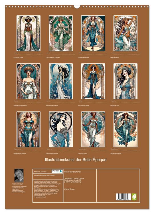 Produktbild: Illustrationskunst der Belle &Eacute;poque (Wandkalender 2026 DIN A2 hoch), CALVENDO Monatskalender