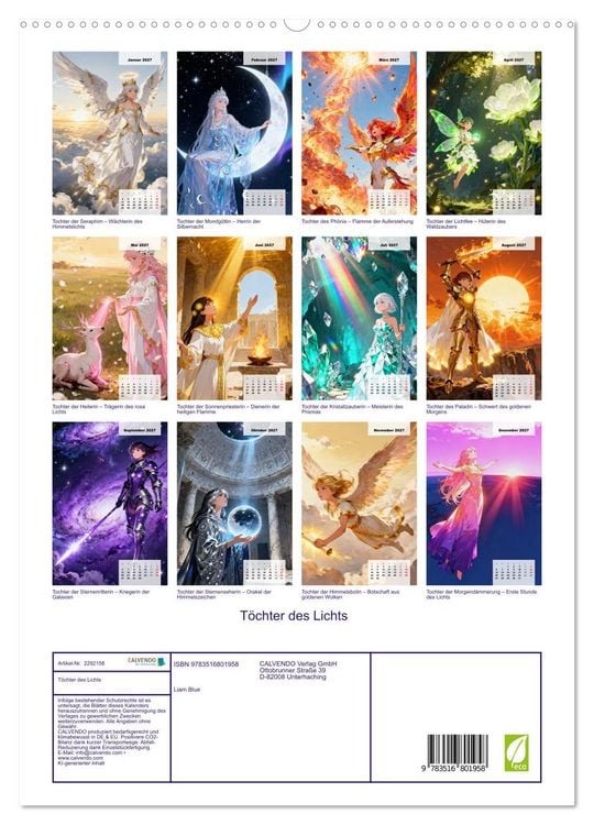 Produktbild: T&ouml;chter des Lichts (hochwertiger Premium Wandkalender 2027 DIN A2 hoch), Kunstdruck in Hochglanz