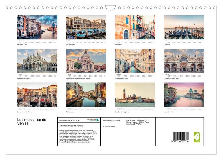 Produktbild: Les merveilles de Venise (Calendrier mural 2026 DIN A3 vertical), CALVENDO calendrier mensuel