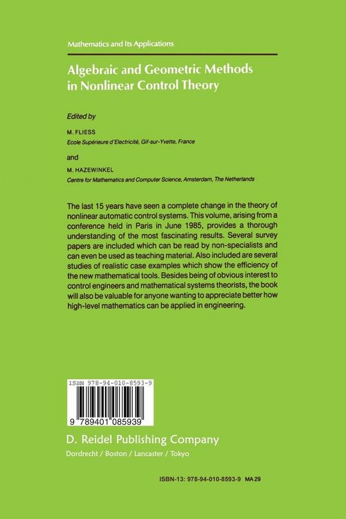 Produktbild: Algebraic and Geometric Methods in Nonlinear Control Theory