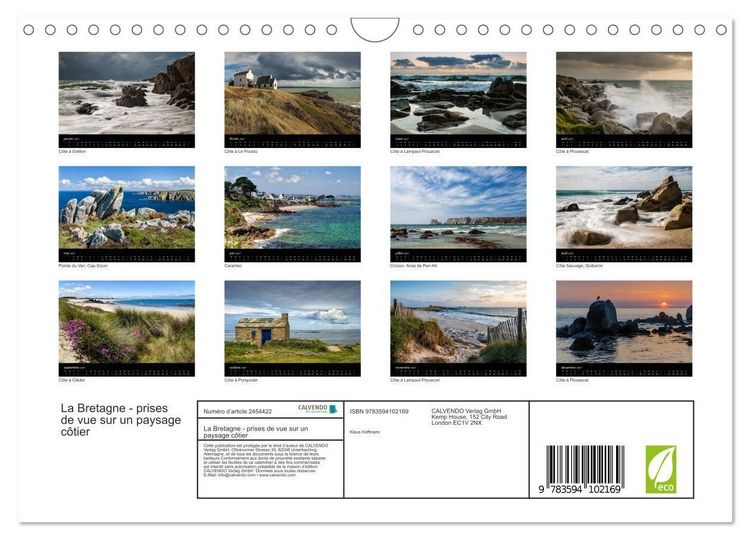 Produktbild: La Bretagne - prises de vue sur un paysage c&ocirc;tier (Calendrier mural 2027 DIN A4 vertical), CALVENDO calendrier mensuel