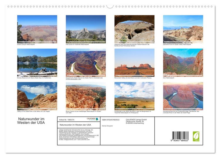 Produktbild: Naturwunder im Westen der USA (hochwertiger Premium Wandkalender 2026 DIN A2 quer), Kunstdruck in Hochglanz