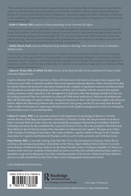 Produktbild: Cognitive Behavior Therapy for Insomnia in Those with Depression