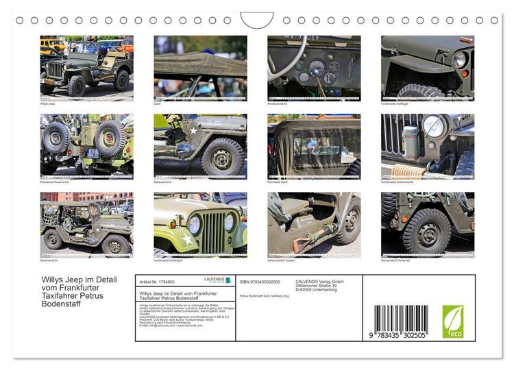 Produktbild: Willys Jeep im Detail vom Frankfurter Taxifahrer Petrus Bodenstaff (Wandkalender 2025 DIN A4 quer), CALVENDO Monatskalender