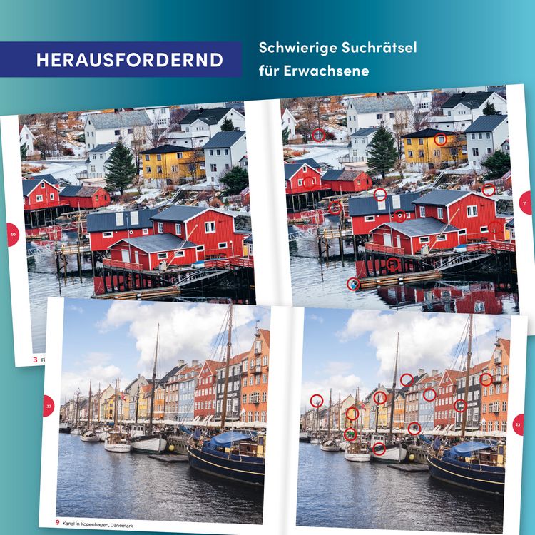 Produktbild: In 444 Fehlern um die Welt &ndash; Skandinavien. Finde die Unterschiede in den sch&ouml;nsten Motiven Skandinaviens