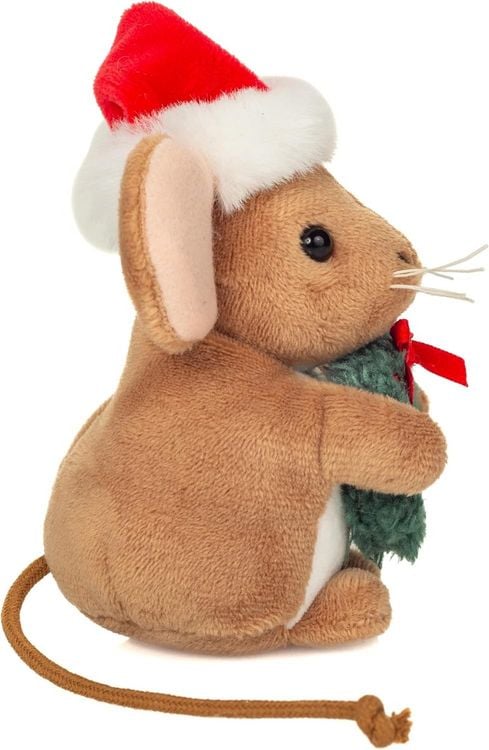 Produktbild: Teddy Hermann 946175 - Weihnachtsmaus mit Kranz, 11 cm, Pl&uuml;schtier