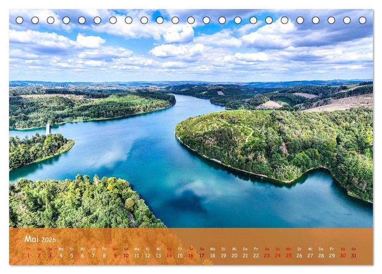 Produktbild: Talsperren der Ruhr und ihrer Nebenfl&uuml;sse aus der Vogelperspektive (Tischkalender 2026 DIN A5 quer), CALVENDO Monatskalender