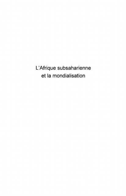 Produktbild: L'afrique subsaharienne et la mondialisation