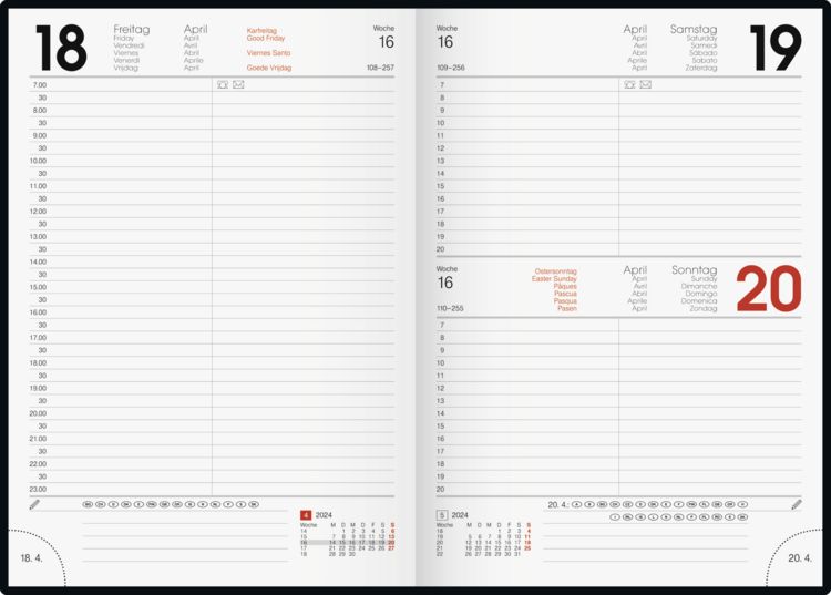 Produktbild: Brunnen Buchkalender A5 sw 1S/1T Miradur