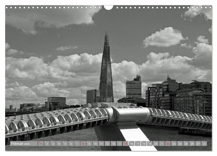 Produktbild: London in Schwarz-Wei&szlig; (Wandkalender 2026 DIN A3 quer), CALVENDO Monatskalender