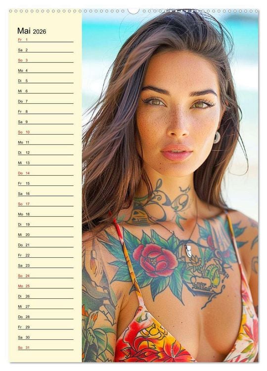 Produktbild: Coole Tatoo-Girls. H&uuml;bsch, modern und selbstbewusst (Wandkalender 2026 DIN A2 hoch), CALVENDO Monatskalender