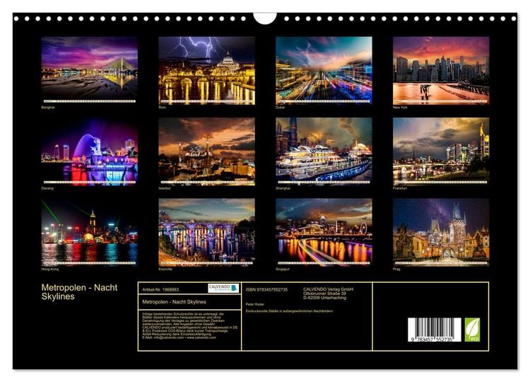 Produktbild: Metropolen - Nacht Skylines (Wandkalender 2026 DIN A3 quer), CALVENDO Monatskalender