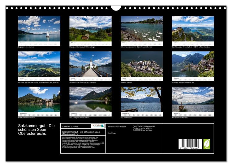 Produktbild: Salzkammergut - Die sch&ouml;nsten Seen Ober&ouml;sterreichs (Wandkalender 2026 DIN A3 quer), CALVENDO Monatskalender