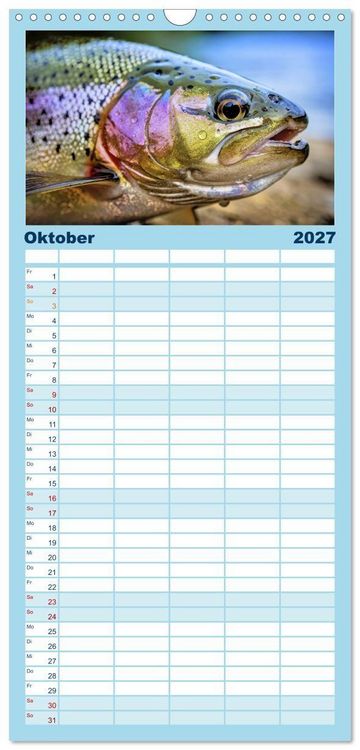 Produktbild: Familienplaner 2027 - Forellen im Fluss mit 5 Spalten (Wandkalender, 21 x 45 cm) CALVENDO