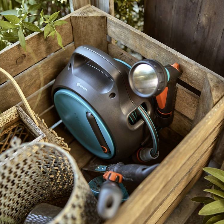 Produktbild: GARDENA 18692-20 Mobile Schlauchbox Move, 10 m + 1,5 m Gartenschlauchaufroller 270 mm 1/3 Zoll 1 St. 5-farbig
