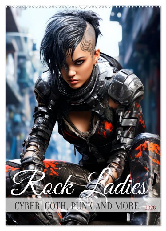 Produktbild: ROCK LADIES Cyber, goth, punk and more (Wall Calendar 2026 DIN A2 portrait), CALVENDO 12 Month Wall Calendar