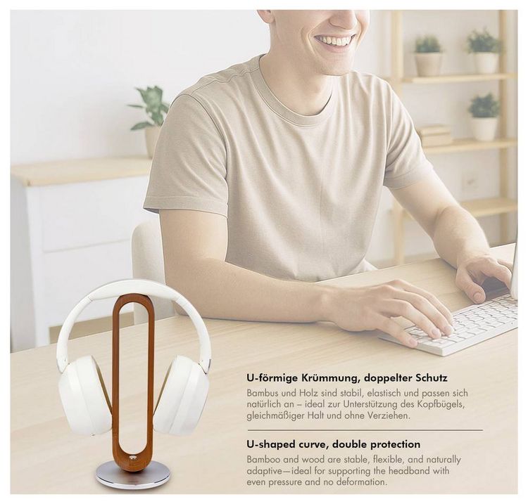 Produktbild: LogiLink AA0193 Kopfh&ouml;rerst&auml;nder Braun, Silber
