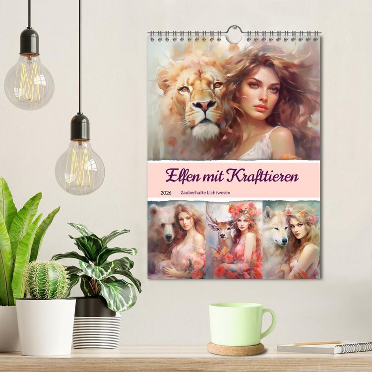 Produktbild: Elfen mit Krafttieren. Zauberhafte Lichtwesen (Wandkalender 2026 DIN A4 hoch), CALVENDO Monatskalender