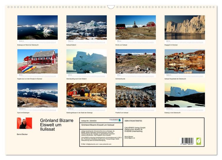 Produktbild: Gr&ouml;nland Bizarre Eiswelt um Ilulissat (Wandkalender 2026 DIN A2 quer), CALVENDO Monatskalender