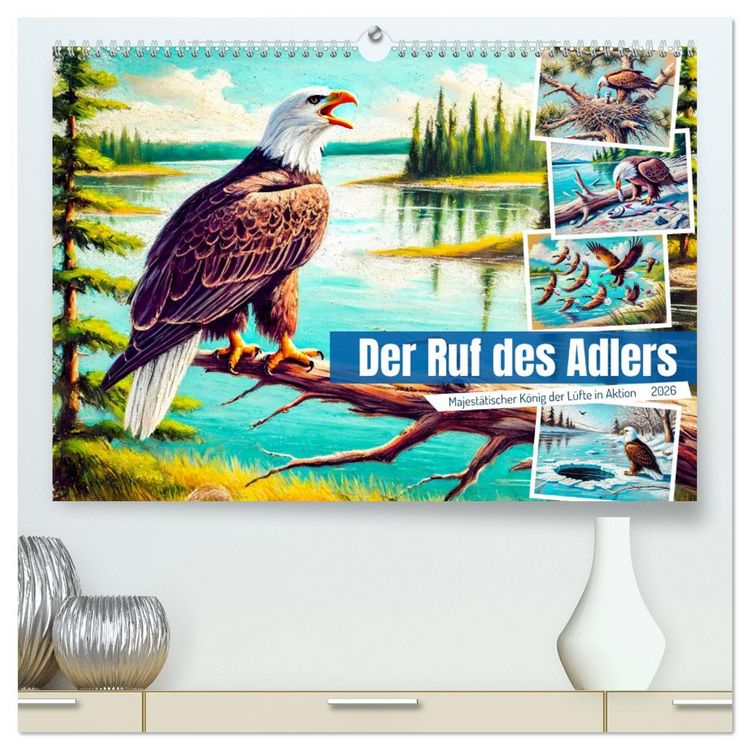 Produktbild: Der Ruf des Adlers - Majest&auml;tischer K&ouml;nig der L&uuml;fte in Aktion (hochwertiger Premium Wandkalender 2026 DIN A2 quer), Kunstdruck in Hochglanz