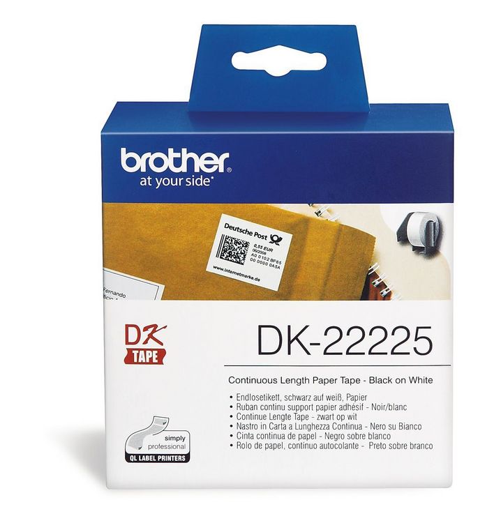 Produktbild: Brother DK-22225 Etiketten Rolle 38 mm x 30.48 m Papier Wei&szlig; 1 St. Permanent haftend DK22225 Universal-Etiketten