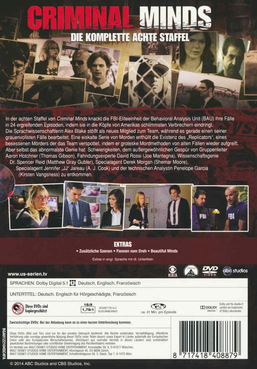 Produktbild: Criminal Minds - Die komplette achte Staffel [5 DVDs]
