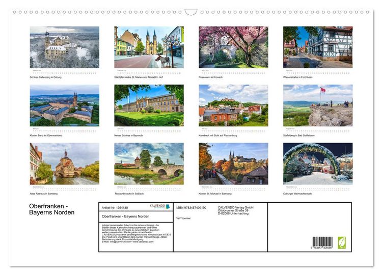 Produktbild: Oberfranken - Bayerns Norden (Wandkalender 2026 DIN A2 quer), CALVENDO Monatskalender
