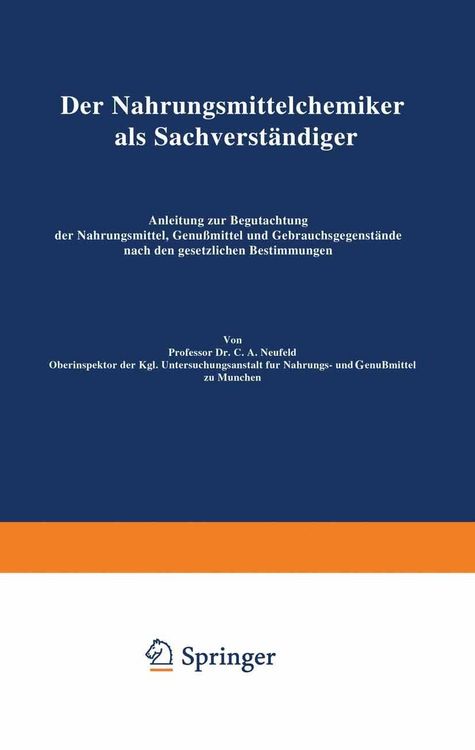 Produktbild: Der Nahrungsmittelchemiker als Sachverst&auml;ndiger
