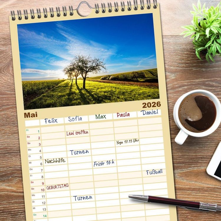 Produktbild: Familienplaner 2026 - Bunter Pf&auml;lzerwald mit 5 Spalten (Wandkalender, 21 x 45 cm) CALVENDO