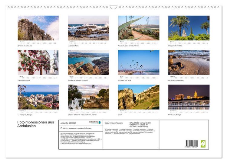 Produktbild: Fotoimpressionen aus Andalusien (Wandkalender 2026 DIN A2 quer), CALVENDO Monatskalender