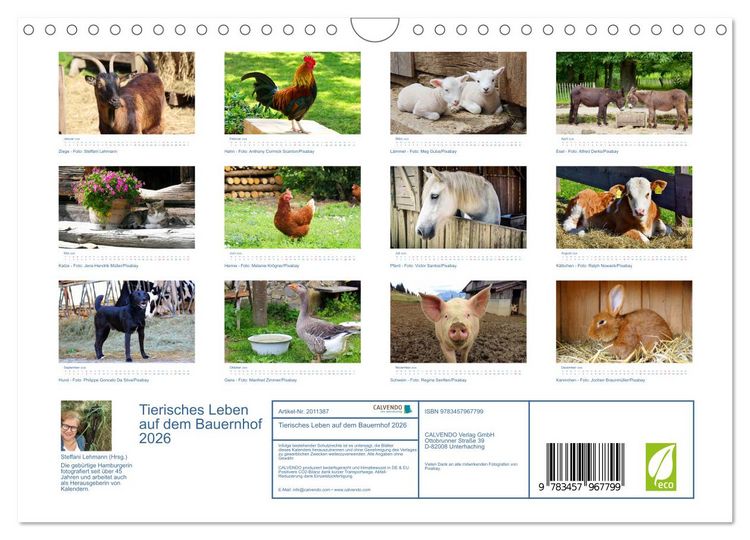 Produktbild: Tierisches Leben auf dem Bauernhof 2026 (Wandkalender 2026 DIN A4 quer), CALVENDO Monatskalender