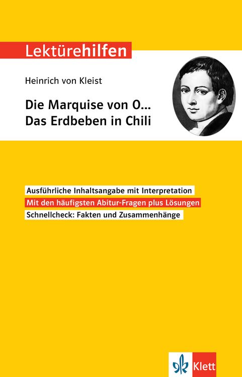 Produktbild: Klett Lekt&uuml;rehilfen Heinrich von Kleist, Die Marquise von O&hellip; Das Erdbeben in Chili