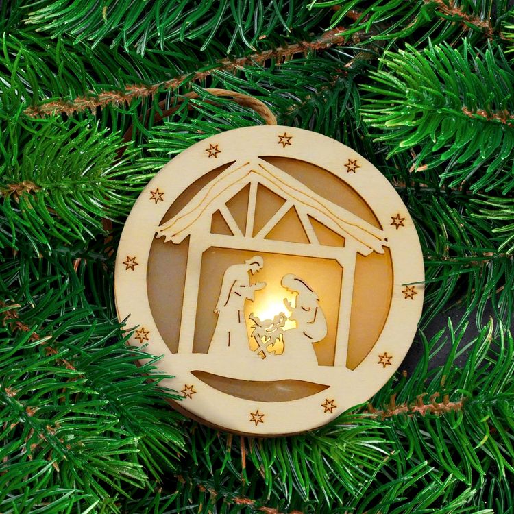 Produktbild: HTI-Living Lichterdeko Krippe zum H&auml;ngen Lichterdeko Krippe zum H&auml;ngen
