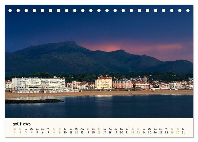 Produktbild: Entre monts et vagues - Une ann&eacute;e au Pays Basque (Calendrier de bureau 2026 DIN A5 vertical), CALVENDO calendrier mensuel