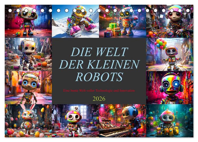 Produktbild: Die Welt der kleinen Robots (Tischkalender 2026 DIN A5 quer), CALVENDO Monatskalender