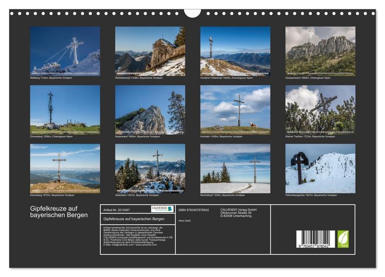 Produktbild: Gipfelkreuze auf bayerischen Bergen (Wandkalender 2026 DIN A3 quer), CALVENDO Monatskalender